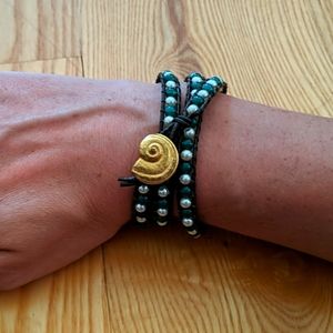 Pearl & Emerald Wrap Bracelet